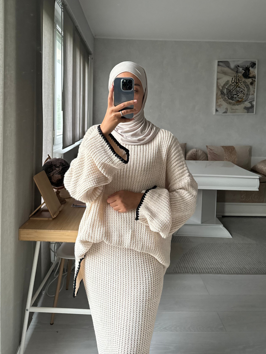 Ensemble jupe hiver beige