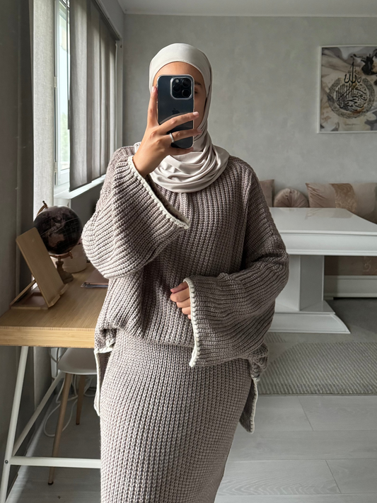 Ensemble jupe hiver taupe