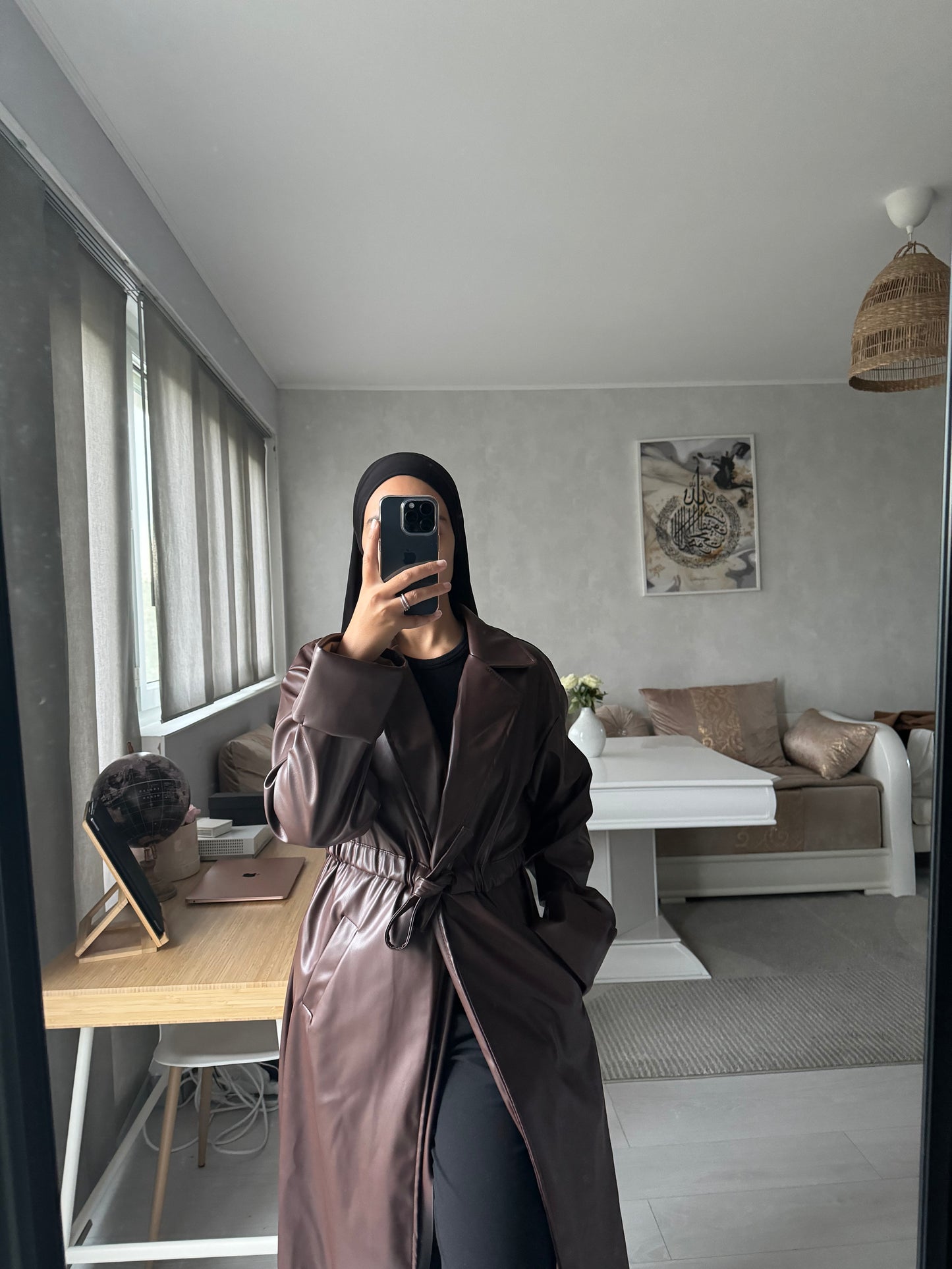 Trench similicuir marron