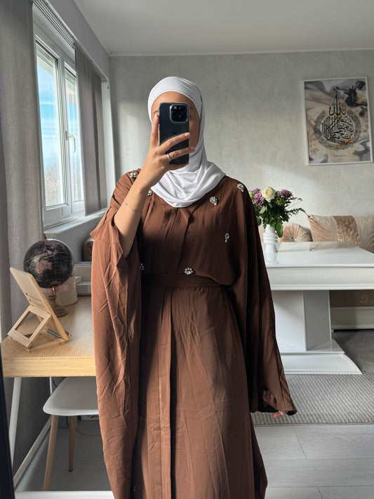 Abaya papillon marron